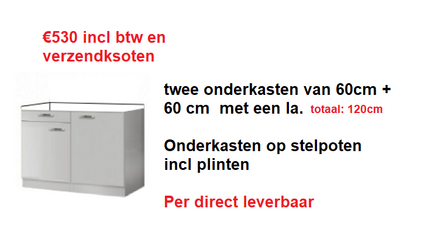Kitchenette onderkasten Ida 120cm met een la RAI-00909