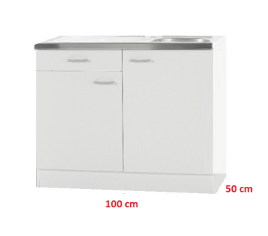 Keukenblok Klassiek 50 + RVS 100cm x 50cm met een la -