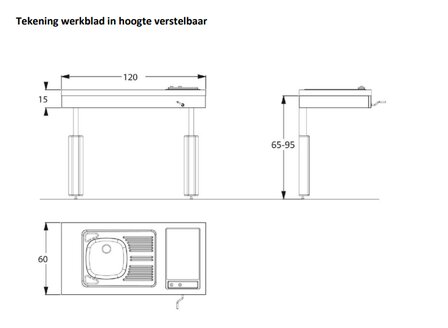 Keukenblok 120cm in hoogte verstelbaar RAI-0033