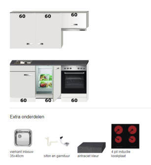 Keukenblok 180 met koelkast en oven RAO-0002