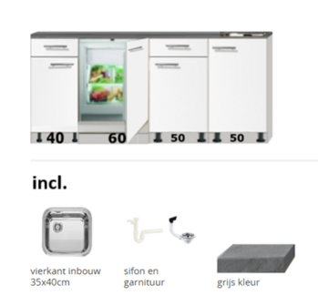Kleine keuken 200cm met koelkast RAI-5848 