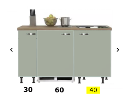 kitchenette 150cm groen met stelpoten en inbouw koelkast RAI-770