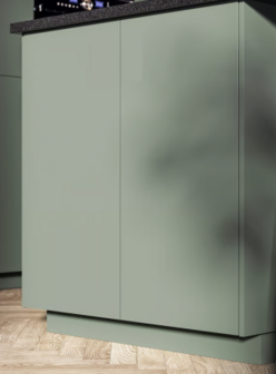 kitchenette 150cm groen met stelpoten en inbouw koelkast RAI-770