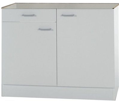 Keukenblok Klassiek 60 Wit met een la, RVS aanrecht 100 cm x 60 cm SPLSO106-6-42