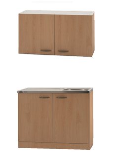 Klassiek 50 keukenblok met spoelbak en bovenkast Beuken 50cm x 100cm OPTI-4103