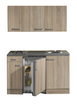 kitchenette 130 houtnerf incl koelkast en e-kookplaat RAI-3321