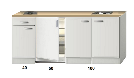Keukenblok 190cm wit hoogglans HRF-4600