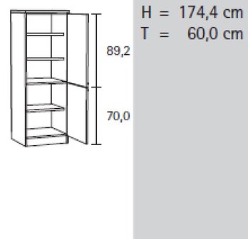 Hogekast Faro Antraciet 174 x 60 x 60 MH606