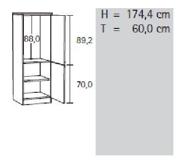 Hogekast tbv inbouw koelkast Antraciet  174 x 60 x 60 MH661