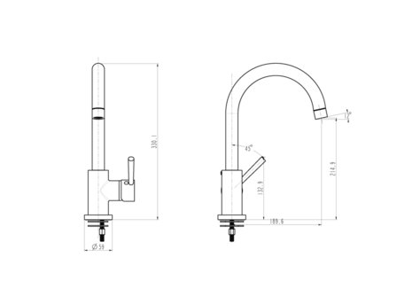 CORNWALL &eacute;&eacute;ngreepsmengkraan keuken met hoge uitloop, RVS-look RAI-55703