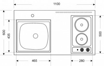 MKM 100 Bordeauxrood met koelkast en losse magnetron RAI-9573