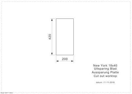 spoelbak vierhoekig NEW YORK 18X40 (L) INTEGRATED RAI-473