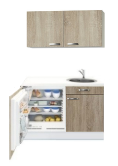 Kitchenette 100cm Padua Houtnerf incl mini inbouw koelkast RAI-2254