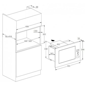 Keukenblok wit hoogglans 180 cm incl inbouw aparatuur RAI-5420