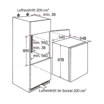 Inbouw koelkast met vriesvak KS120.4A + EBC RAI-5341