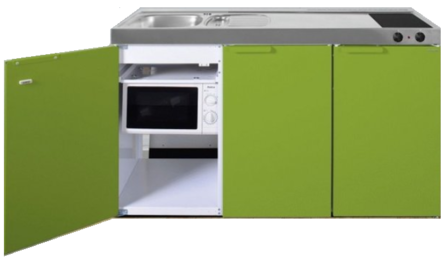 MKM 150 Groen met  losse magnetron en koelkast RAI-335