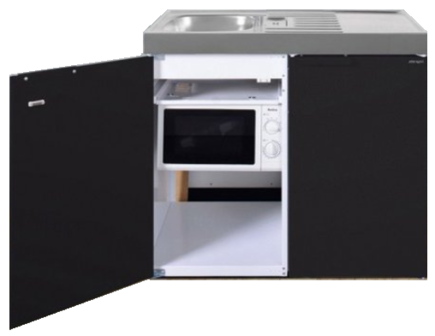 MKM 100 Zwart mat met koelkast en losse magnetron RAI-9575