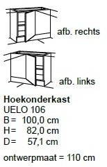 Hoekonderkast 100 cm