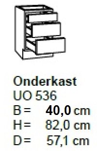 Onderkast 40cm met 2 uittreklades + 1 lade UO436-9