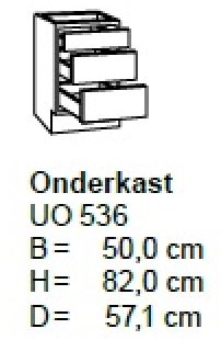 Onderkast 50cm met 2 uittreklades + 1 lade UO536-9