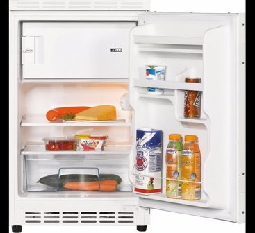 Keukenblok 160 wit hoogglans incl rvs spoelbak en koelkast en magnetron RAI-514