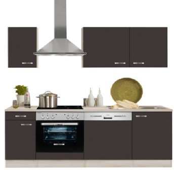 keukenblok 210 cm Faro, antraciet incl e-apparaten mat RAI-127