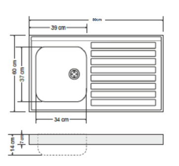 RVS aanrechtblad opleg 80cm x 60cm RAI-384