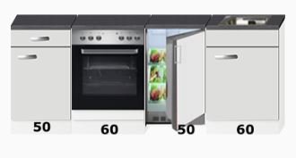 Kitchenette 220cm incl inbouw oven en onderbouw koelkast RAI-4682