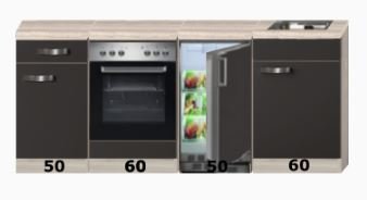 Kitchenette 220cm incl inbouw oven en onderbouw koelkast RAI-4682