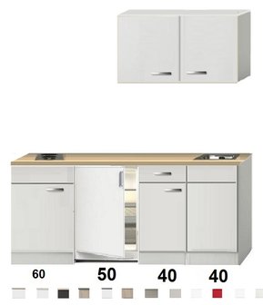 Kitchenette 190cm Wit Hoogglans incl. koelkast zonder afzuigkap HRF-4602