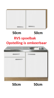 Keukenblok 100cm met wandkasten en rvs blad RAI-4488