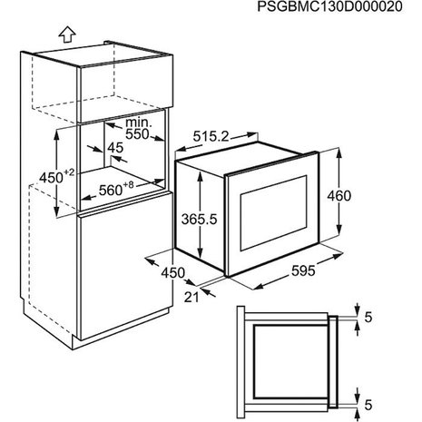 Keukenblok 160 Antraciet incl wandkasten rvs spoelbak en koelkast en magnetron RAI-415