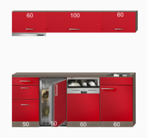 keukenblok 210cm incl vaatwasser, koelkast en afzuigkap RAI-9494