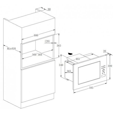 kitchenette 180cm incl koelkast en kookplaat RAI-876