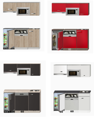 Keukenblok 150 cm incl kookplaat, afzuigkap vaatwasser en koelkast RAI-049