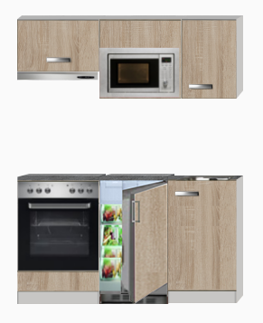 keukenblok 160 met inbouw magnetron, kookplaat en inbouw oven RAI-344
