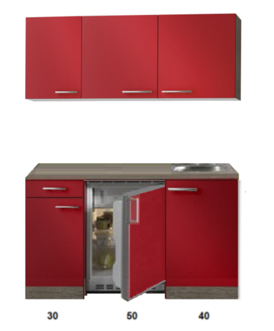 Kitchenette Rood Hoogglans 120cm HRG-5395