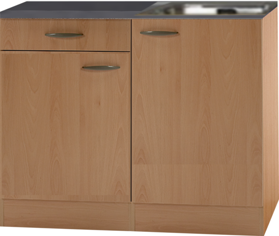 Keukenblok Beuken 150 x 50 diep met spoelbak en bovenkast RAI-449
