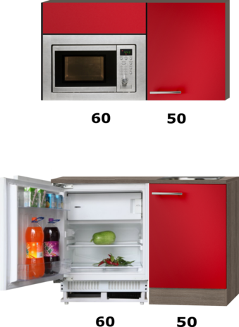 Kitchenette 110cm met magnetron koelkast en kookplaat OPTI-051