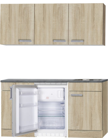 Kitchenette Neapels 150cm met wandkasten, koelkast en kookplaat HRG-081