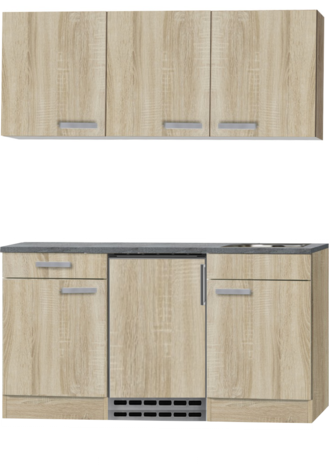 Kitchenette Neapels 150cm met wandkasten, koelkast en kookplaat HRG-081