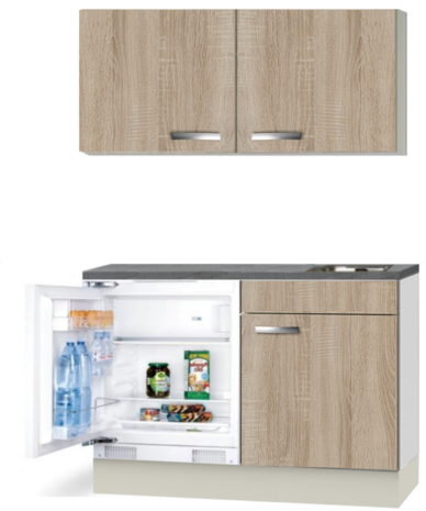 Kitchenette 120cm Padua incl wandkasten en inbouw koelkast RAI-049