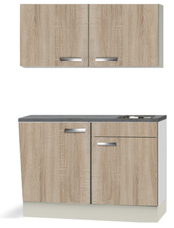 Kitchenette 120cm Padua incl wandkasten en inbouw koelkast RAI-049