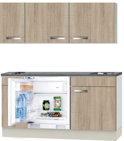 Kitchenette 150cm Padua incl wandkasten en inbouw koelkast RAI-500