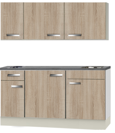 Kitchenette 150cm Padua incl wandkasten en inbouw koelkast RAI-500