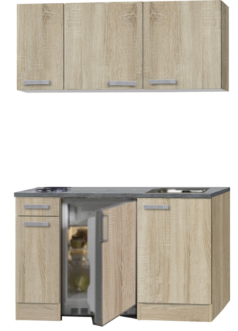 kitchenette 130 houtnerf incl koelkast en e-kookplaat RAI-3322