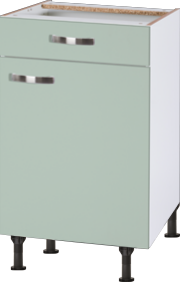kitchenette 180 cm groen met stelpoten en inbouw koelkast RAI-409