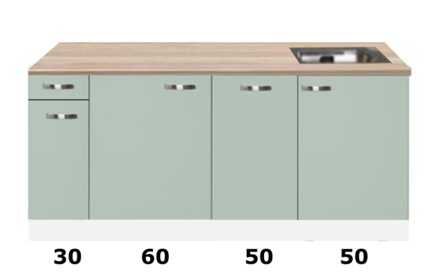 kitchenette 190cm groen mat incl inbouw koelkast en vaatwasser RAI-4120