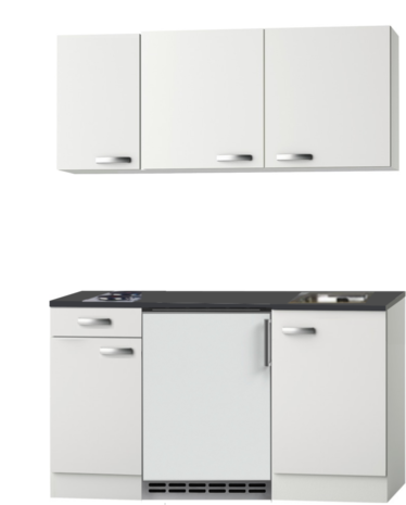 Kitchenette Wit hoogglans 130 CM incl. koelkast HRG-13224