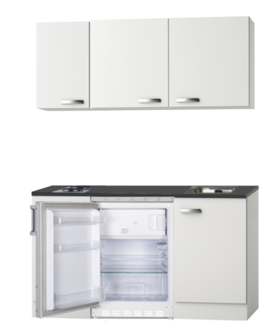 Kitchenette Wit hoogglans 130 CM incl. koelkast HRG-13224